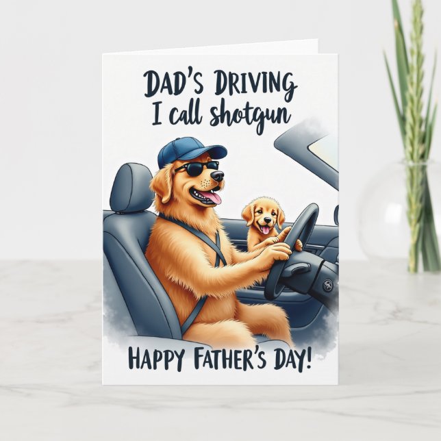 Dog Dad Car Ride Fathers Day Card (Front)