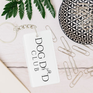 Dog Dad Club Photo Minimal Line Art Keychain