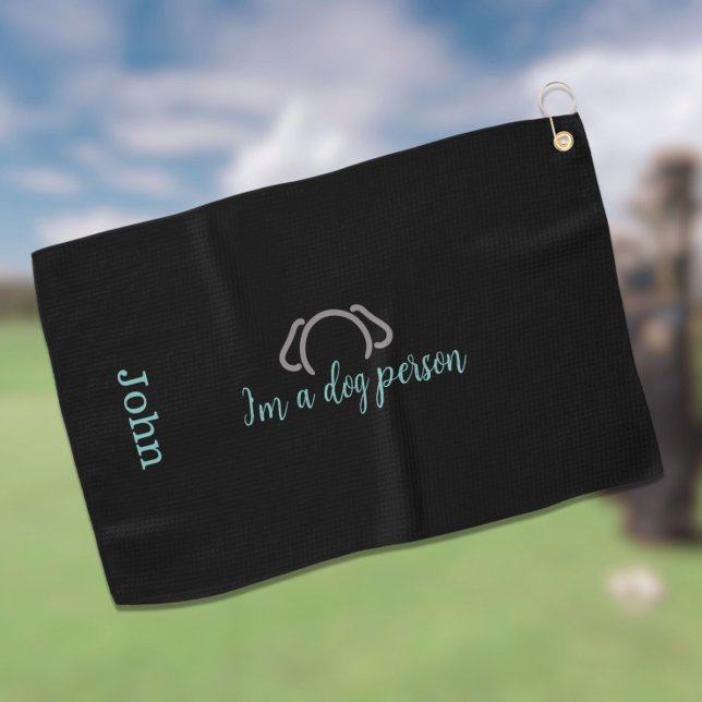 Dog Dad Custom Black Golf Towel (Customize this sharp golf towel from the "I'm a dog person"collection. Perfect for next round of 18!)