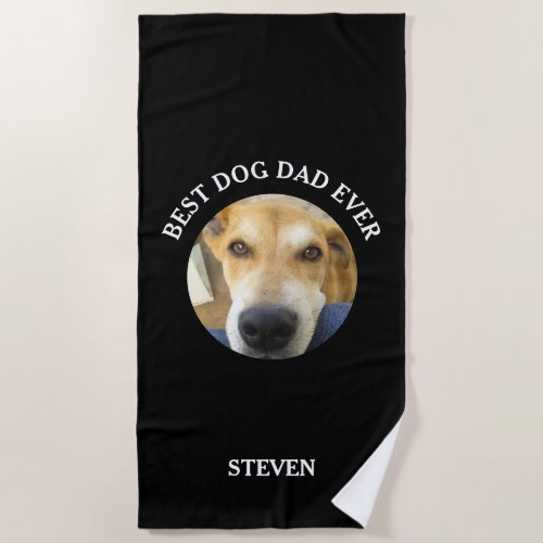 Dog Dad Custom Pet Photo Personalized Beach Towel