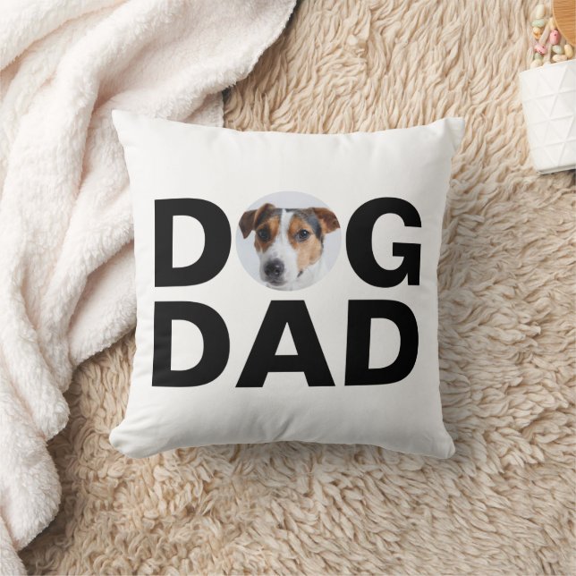 Dog Dad, Custom Photo, Dad Gift Throw Pillow (Blanket)