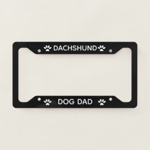 Dog Dad Dachshund Paws Black License Plate Frame