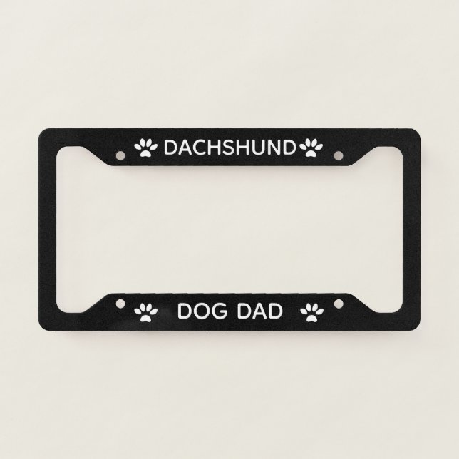 Dog Dad Dachshund Paws Black  License Plate Frame (Front)