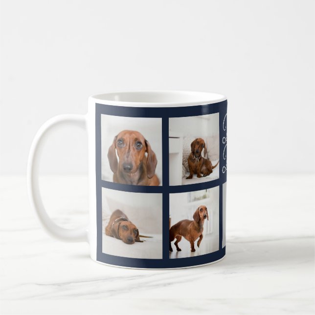 Dog Dad Eight Photos Custom Coffee Mug (Left)
