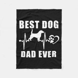 Dog dad ever beagle dog heartbeat paw puppy lover  fleece blanket