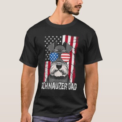 Dog Dad Fathers Day  Mini Schnauzer USA Flag 4th o T-Shirt