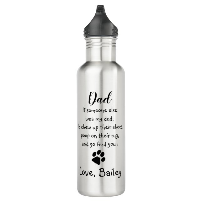Dog Dad Funny Father's Day Joke - Humor Dog Dad Stainless Steel Water Bottle (Right)