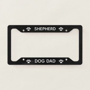 Dog Dad German Shepherd Paws Black  License Plate Frame