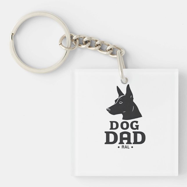 Dog Dad Gifts for Him – Funny & Custom Gea Keychain (Front)