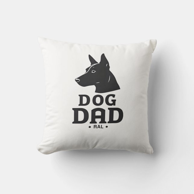 Dog Dad Gifts for Him – Funny & Custom Gear Throw Pillow (Front)