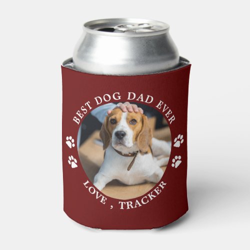 Dog Dad Gifts Modern Personalized Pet Photo  Can Cooler