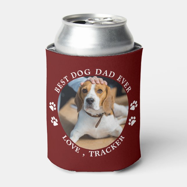 Dog Dad Gifts Modern Personalized Pet Photo  Can Cooler (Can Front)
