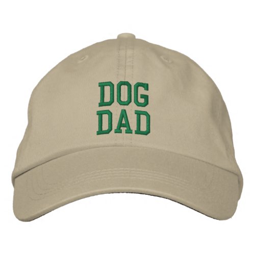 Dog Dad green custom text modern fun cool  Embroidered Baseball Cap