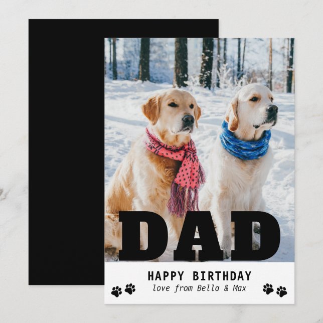 Dog Dad Happy Birthday Modern Personalized Photo (Front/Back)