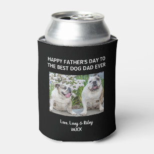 Dog Dad Happy Father's Day Custom Photo Black Can Cooler