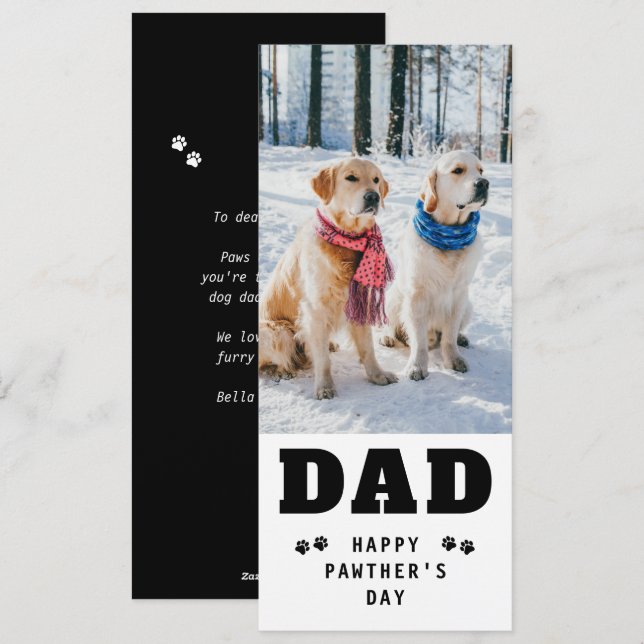 Dog Dad Happy Father's Day Paw Print Funny Photo Holiday Card (Front/Back)