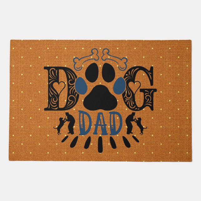 Dog Dad Hearts Irish Setter Retriever Paw Print Doormat (Front)
