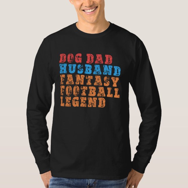 Dog Dad Husband Fantasy Football Legend  Mens Retr T-Shirt (Front)