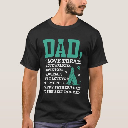 Dog Dad Labrador I Love Treats Walkies Fathers Day T_Shirt