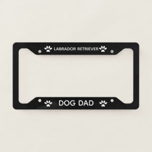 Dog Dad Labrador Retriever Paws Black  License Plate Frame