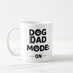 Dog Dad Mode ON – Bold Black & White Paw Print Des Coffee Mug
