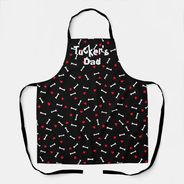 Dog Dad Mom Hearts Bones  Apron (Front)