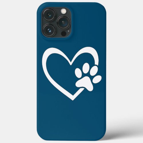 Dog Dad Mom Puppy Love Dogs Cats Paw Print Heart iPhone 13 Pro Max Case