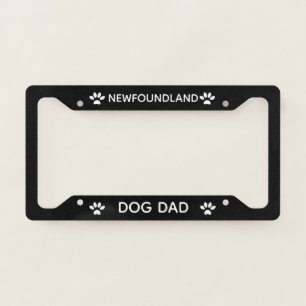Dog Dad Newfoundland Paws Black  License Plate Frame