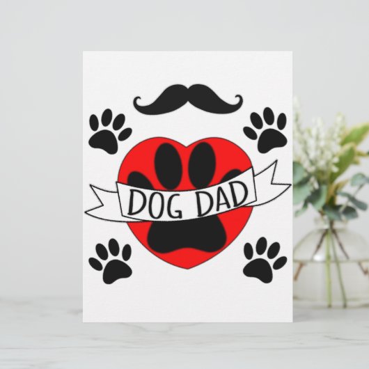 Dog Dad Paw And Red Heart Drawing (Standing Front)