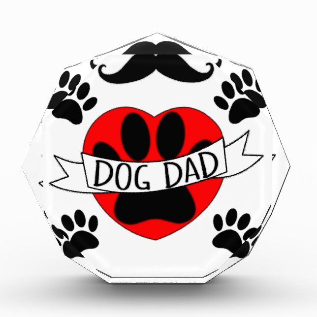 Dog Dad Paw And Red Heart Drawing Award (Front)