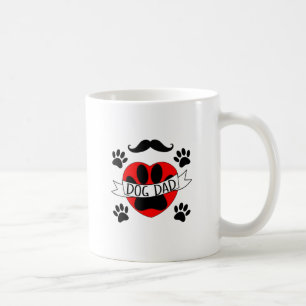 Dog Dad Paw And Red Heart Drawing Coffee Mug