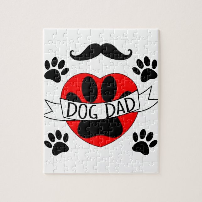 Dog Dad Paw And Red Heart Drawing Jigsaw Puzzle (Vertical)
