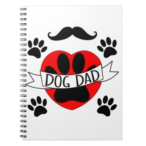 Dog Dad Paw And Red Heart Drawing Notebook