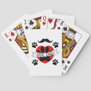 Dog Dad Paw And Red Heart Drawing Poker Cards