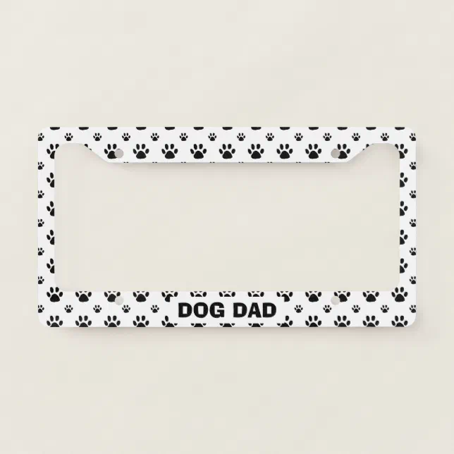 Dog Dad Paw Print License Plate Frame | Zazzle