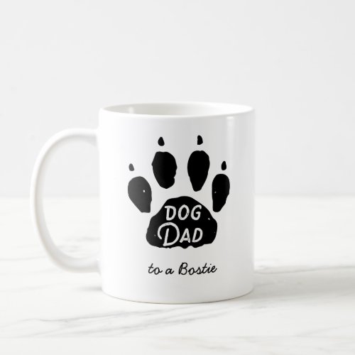 Dog Dad Paw Print Personalized Name and Breed Coffee Mug