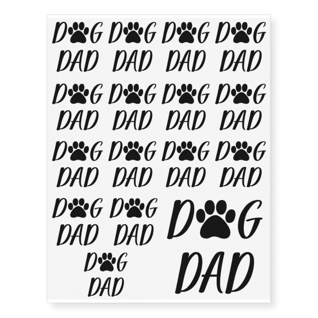 Dog Dad Paw print Temporary Tattoos (Front)