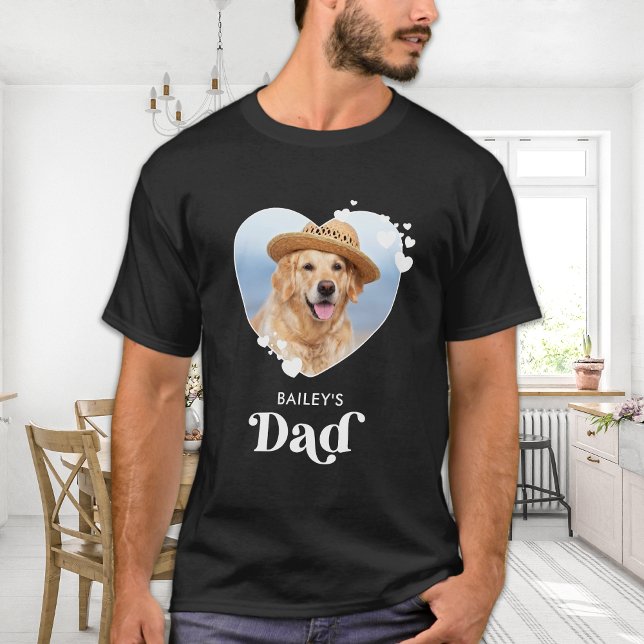 Dog DAD Personalize Dog Lover Cute Heart Pet Photo T-Shirt (Creator Uploaded)