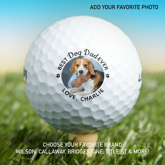 Dog Dad Personalized Best Dad Ever Custom Photo Golf Balls (Creator Uploaded)