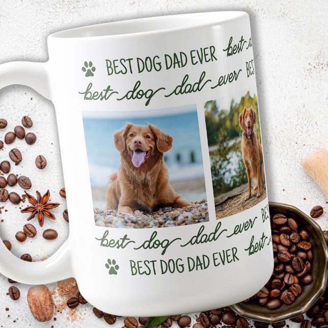 DOG DAD - Personalized Pet 4 Photo Collage  Coffee Mug (Creator Uploaded)