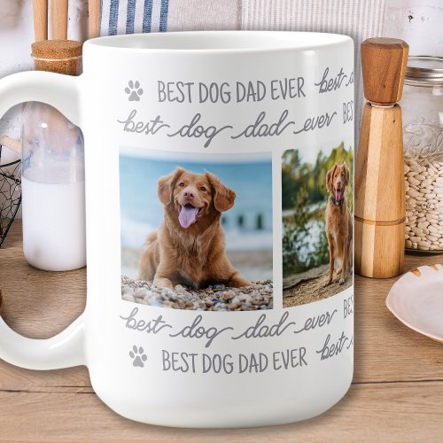 DOG DAD Personalized Pet 4 Photo Collage Coffee Mug