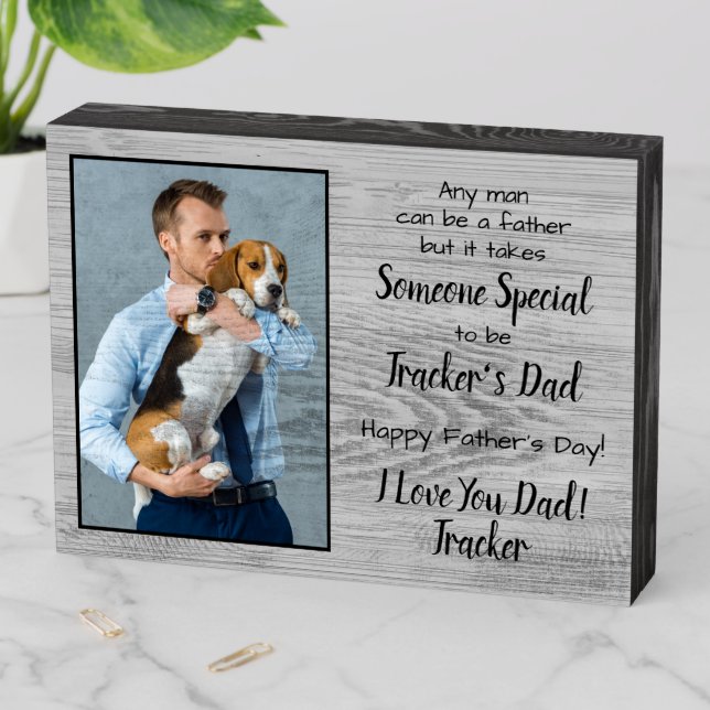 Dog Dad Personalized Pet Photo Father's Day Wooden Box Sign (In Situ Horizontal)