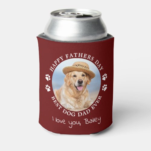 Dog Dad Personalized Pet Photo Happy Fathers Day  Can Cooler