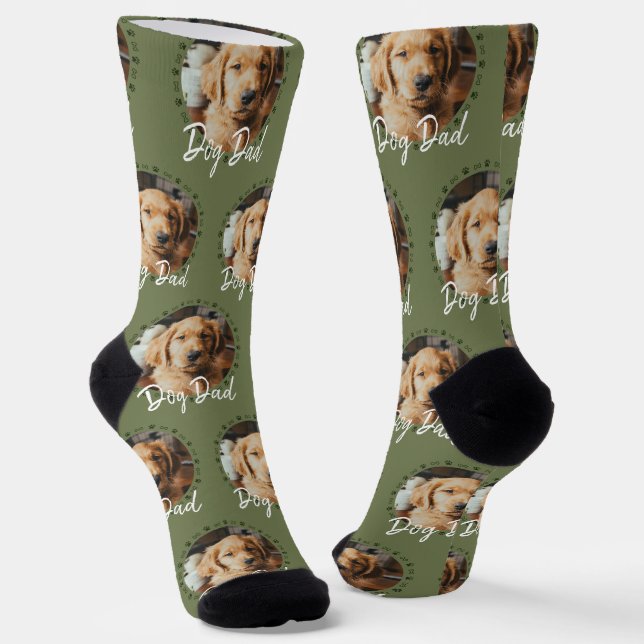 Dog Dad Pet Photo Socks (Angled)