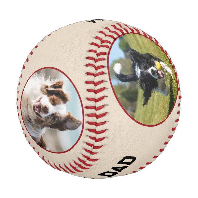 Dog Dad Photo Collage Gift  Baseball (Angled)