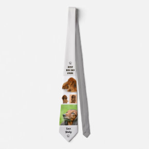 Dog Dad Photo Collage Pet Keepsake Gray Neck Tie