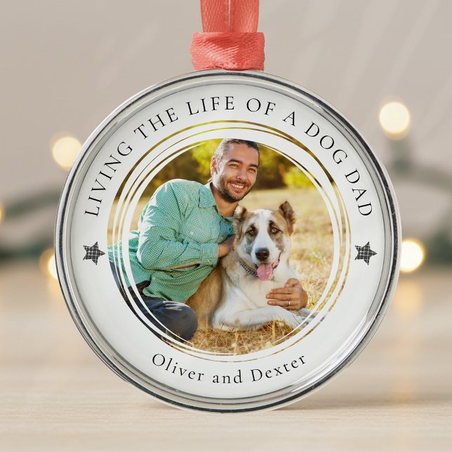 Dog Dad Photo Keepsake Personalized Metal Ornament (Creator Uploaded)