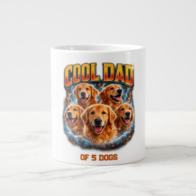 Dog Dad Portrait Personalized Number Custom Design Giant Coffee Mug (Front)