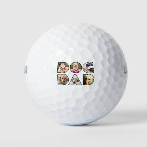 Dog Dad Quote 6 Photo Collage Dog Lover Golf Balls