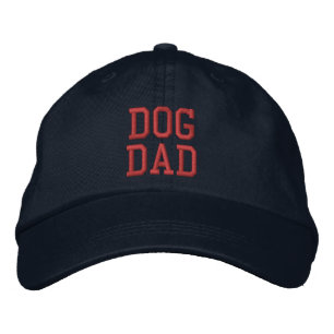 Dog Dad red custom text cute modern funny Embroidered Baseball Cap